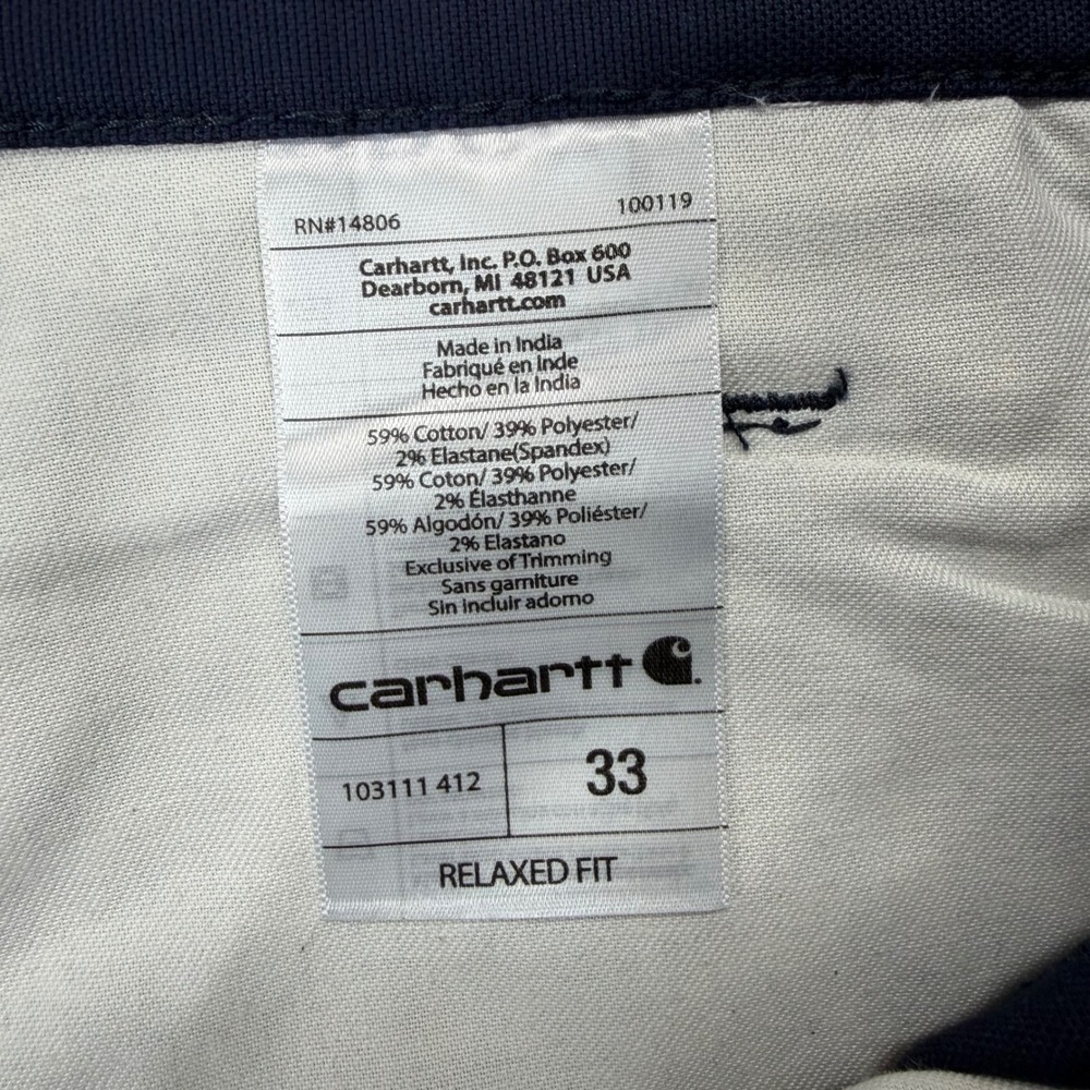 EUC Carhartt Rugged Flex Relaxed Fit Canvas Work Shorts Navy Blue Mens Size 33 - Picture 6 of 6